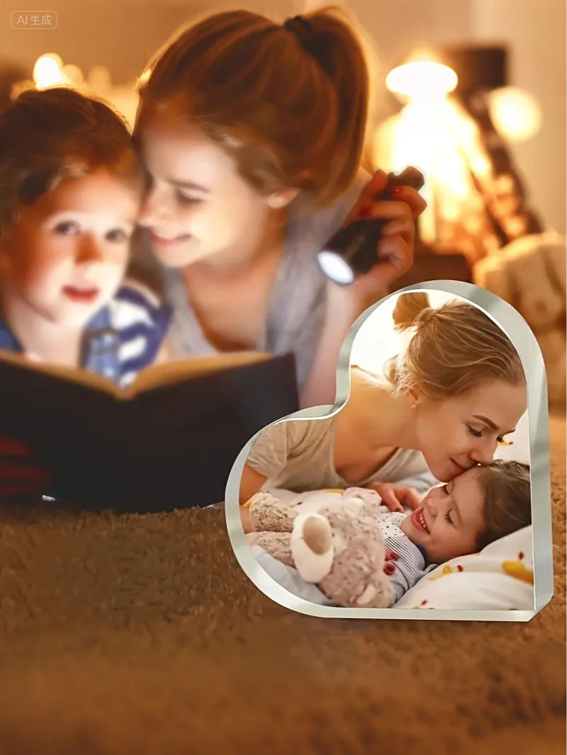 Personalized Heart-Shaped Acrylic Photo Display Stand